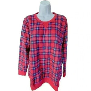 Charter Club Red Plaid Pajama Top/Lounge Wear / Made For Macy's/NWT/ Size XL